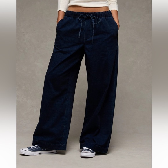 American Eagle Outfitters Denim - American Eagle wide leg draw string nwt! Navy Relaxed-Fit Pant